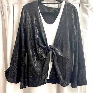 NEW ACCESSORIZE ME women's sequined bell top in black
